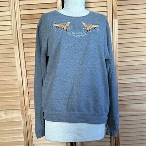 Locher’s Gray Fox Embroidered Women's Sweatshirt